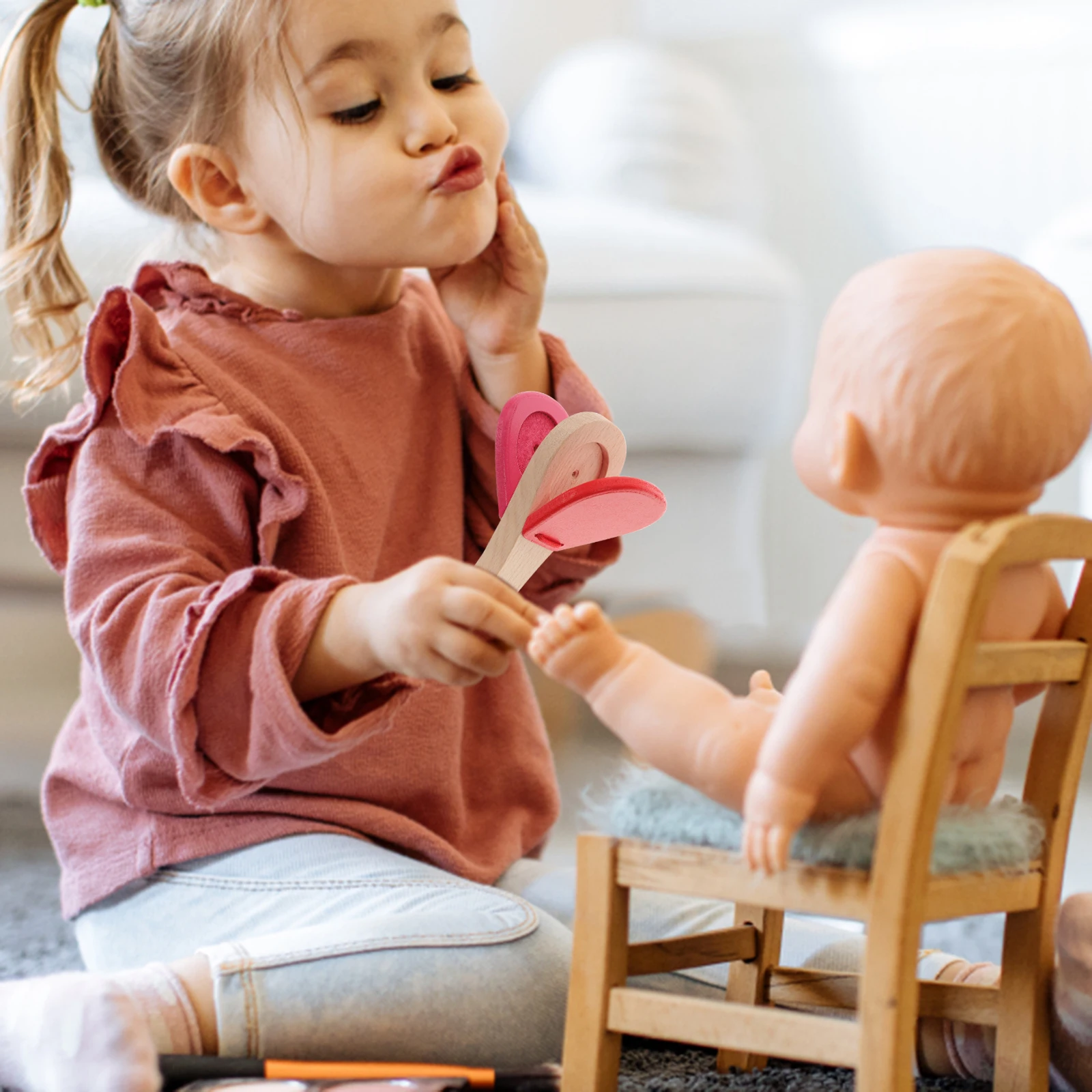 1 stuk houten castagnet babyhandklapper met melodieus geluid stimuleert kleurherkenning muziekinstrument voor kinderen rood