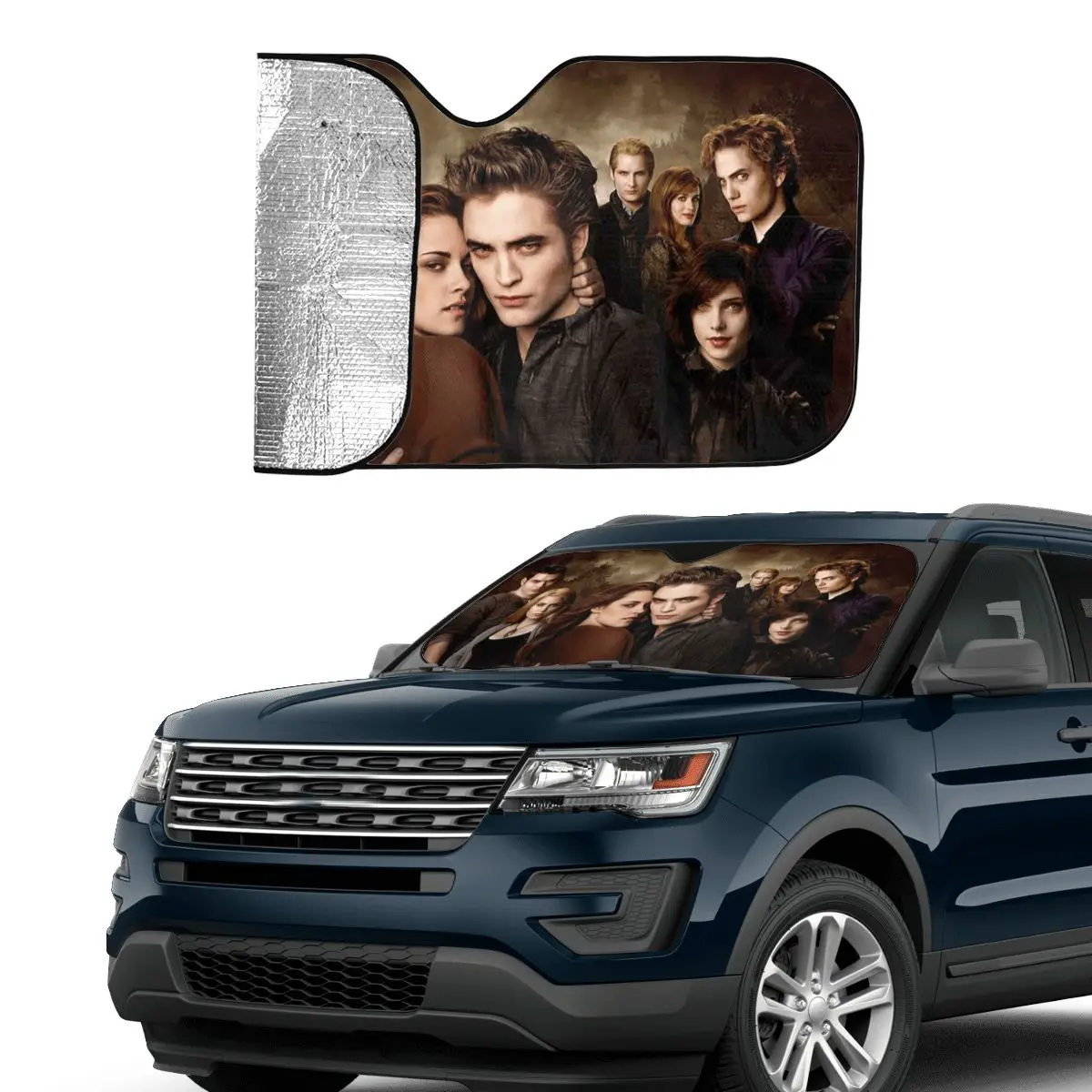 The Twilight Saga Vampire Creative Windshield Sunshade 76x140cm Movie Edward Bella Foils Sun Visor Sunscreen Curtain