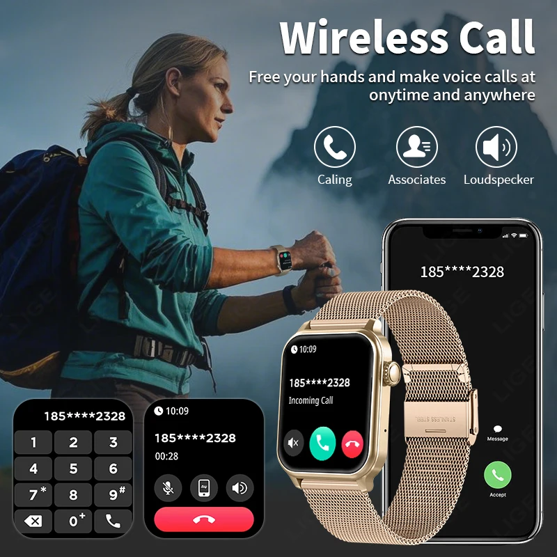 LIGE Smart Watch Men Women Luxury Bluetooth Call 600mAh Battery Women's Health Monitor Waterproof Smartwatch New For Android iOS