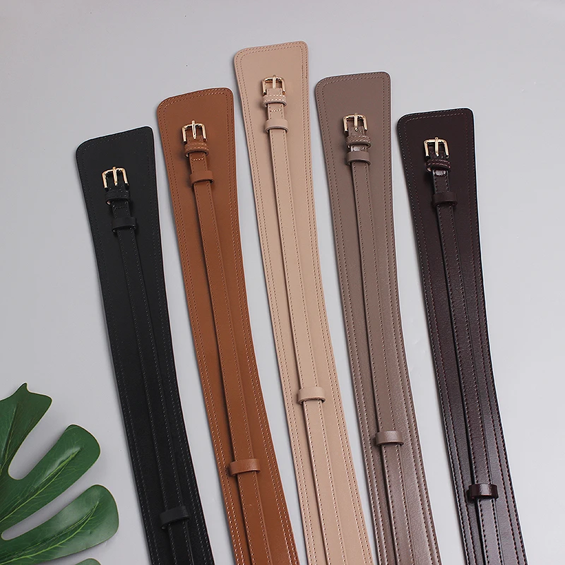 Irregular Wide Corset Strap 2022 Cow Leather Adjustable Women Waist Belt Khaki Coffee Black Real leather Dress Cinture Waistband