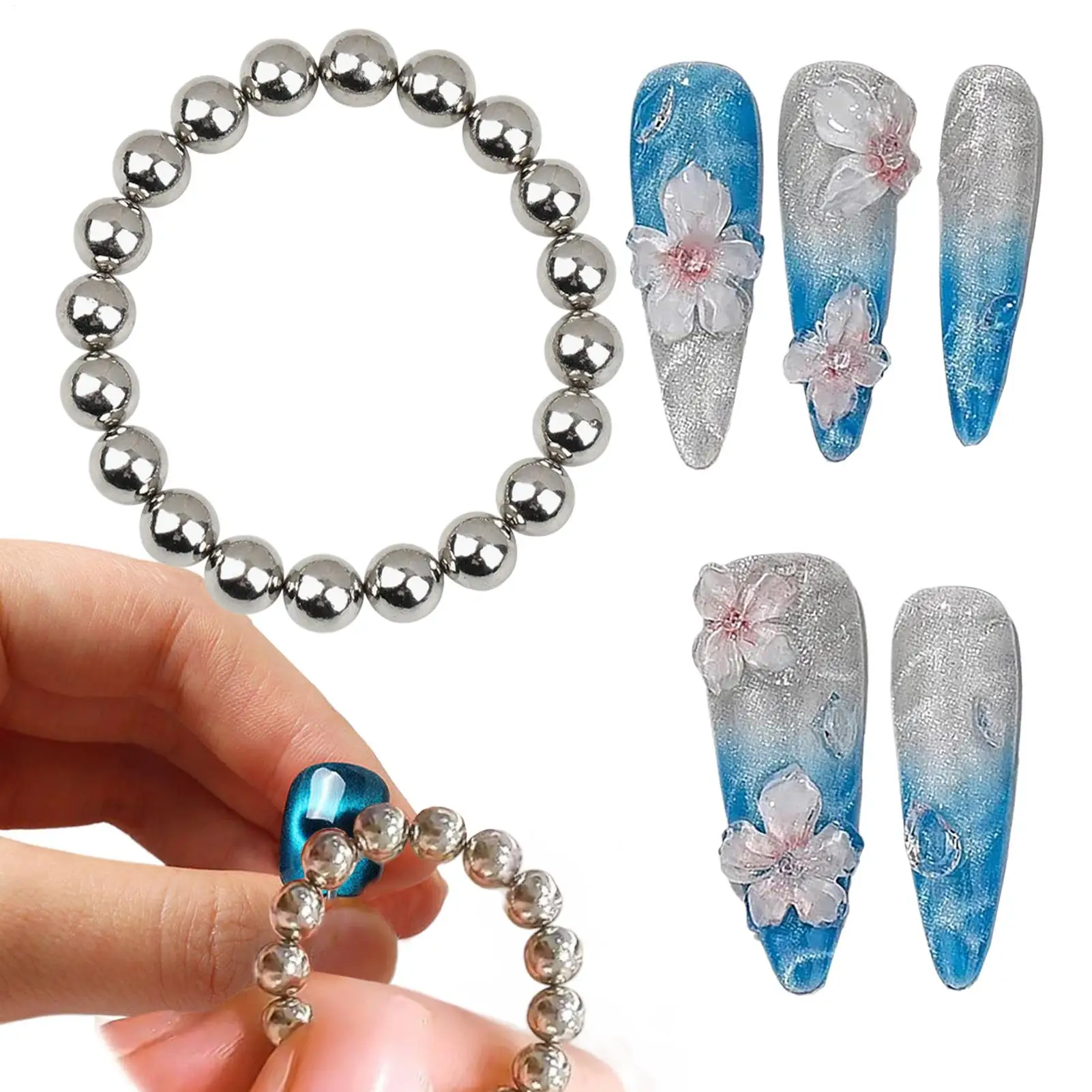 5mm WaterRipple ojos de gato cuentas magnéticas estilo océano bola redonda magnética esmalte de uñas en Gel efecto de tira 3D herramientas de arte de manicura