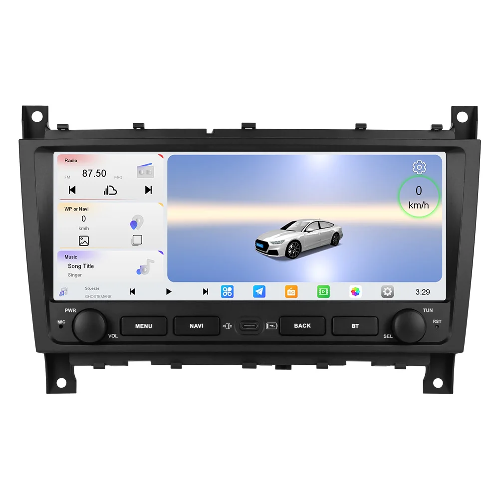 MEKEDE Android 15 8-Kern Autoradio mit Wireless Carplay DSP Multimedia-Player für Mercedes Benz C-Klasse W203 W209 C180 W219 CLC CLK CLS BT Android Auto 4G WIFI RDS FM GPS-Navigation Bildschirm