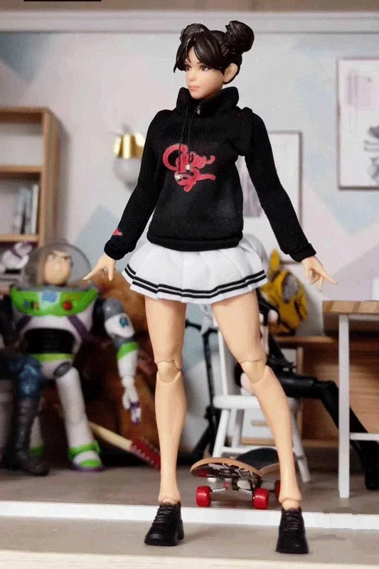 

1/12 Female Soldier Clothes Hoodie+Skirt Model for 6'' Romankey Action Figure