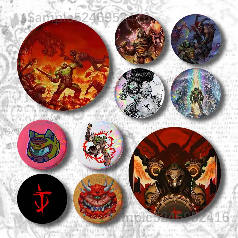 D-Doom Slayer Eternal Creature Button Pin Collar Brooch Creative Clothes Jewelry Decor Metal Gift Hat Badge Lapel