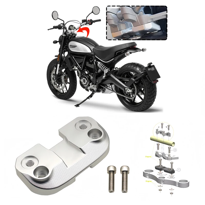 

For Ducati Scrambler400 Scrambler800 Scrambler1100 Motorcycle Accessories Handlebar Riser Drag Handle Bar Clamp Extend Adapter