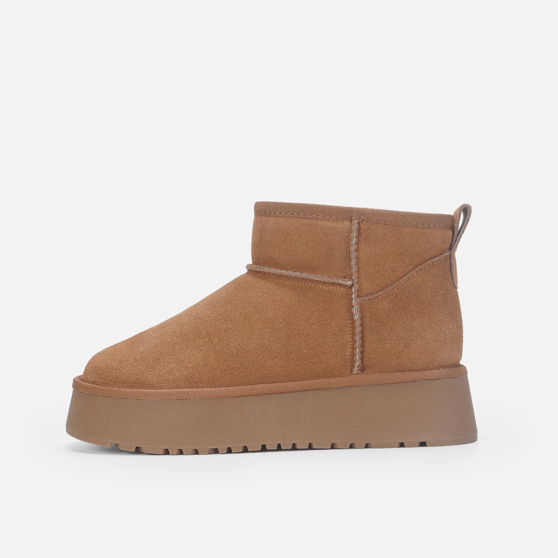 

Зимние сапоги из воловьей кожи, кожаные короткие сапоги на толстой подошве, теплые и морозостойкие, хлопковые туфли для пар с одной педалью.