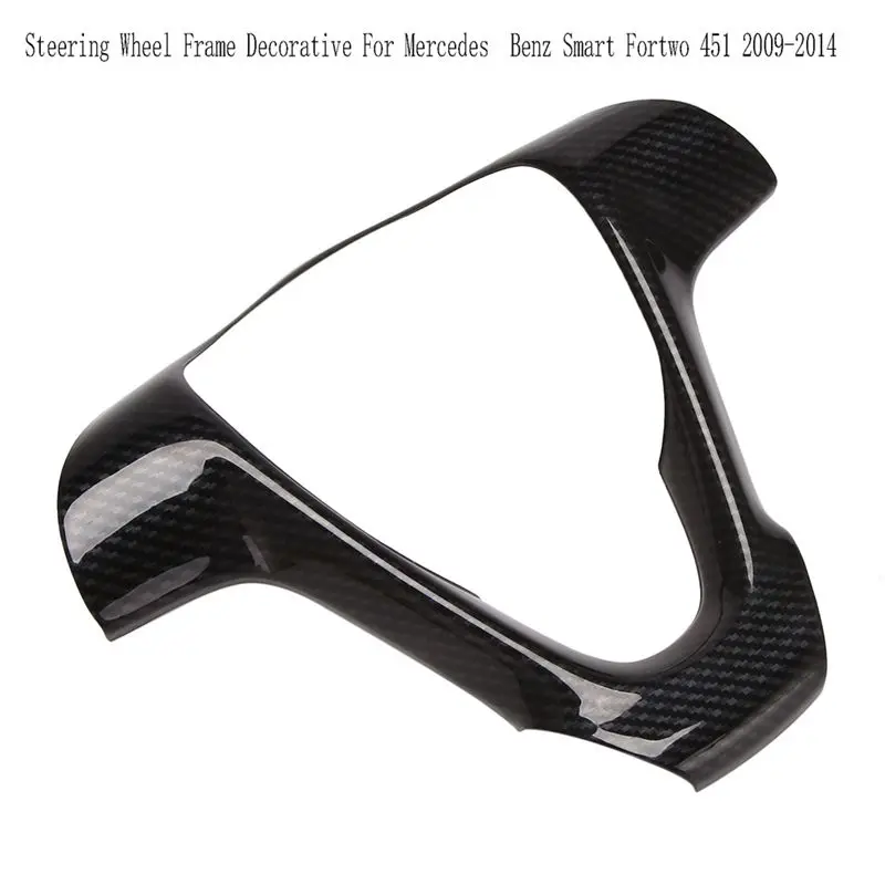 Carbon Fiber Car Steering Wheel Frame Decorative Sticker Accessories For Mercedes Benz Smart Fortwo 451 2009-2014 view 3