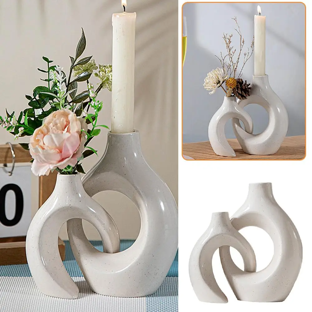 Special Shaped Ceramic Snuggle Candle Holder Flowerware Living Room Home Creative Decoration Homestay Circle Decoration Cra P1U1