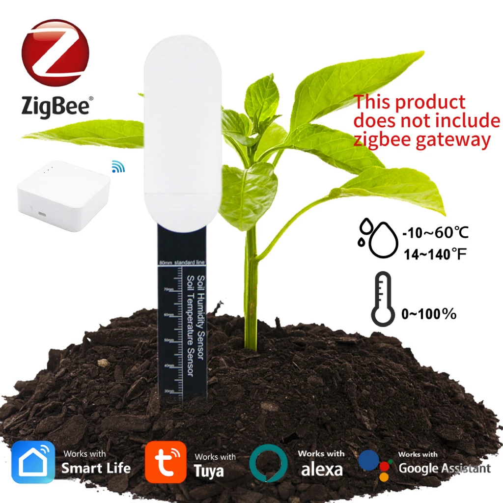 

Умный тестер почвы ZigBee, измеритель температуры, датчик влажности, монитор растений, детектор, приложение Tuya для сада, мониторинг в реальном времени