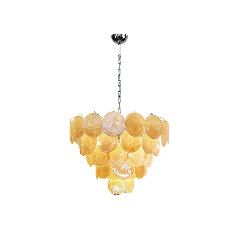 التصميم الفرنسي قطع الزجاج الملون LED أضواء الثريا مصابيح معلقة بريق تعليق الإنارة امبين لغرفة المعيشة #4