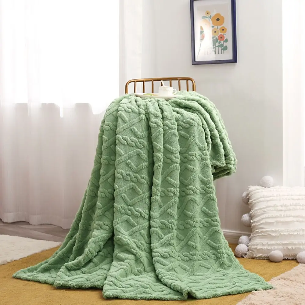 Super Soft Solid Color Flannel Blanket Embossed Plush Plush Blanket Warm Throw Blanket Bedroom Bed Living Room Sofa Couch