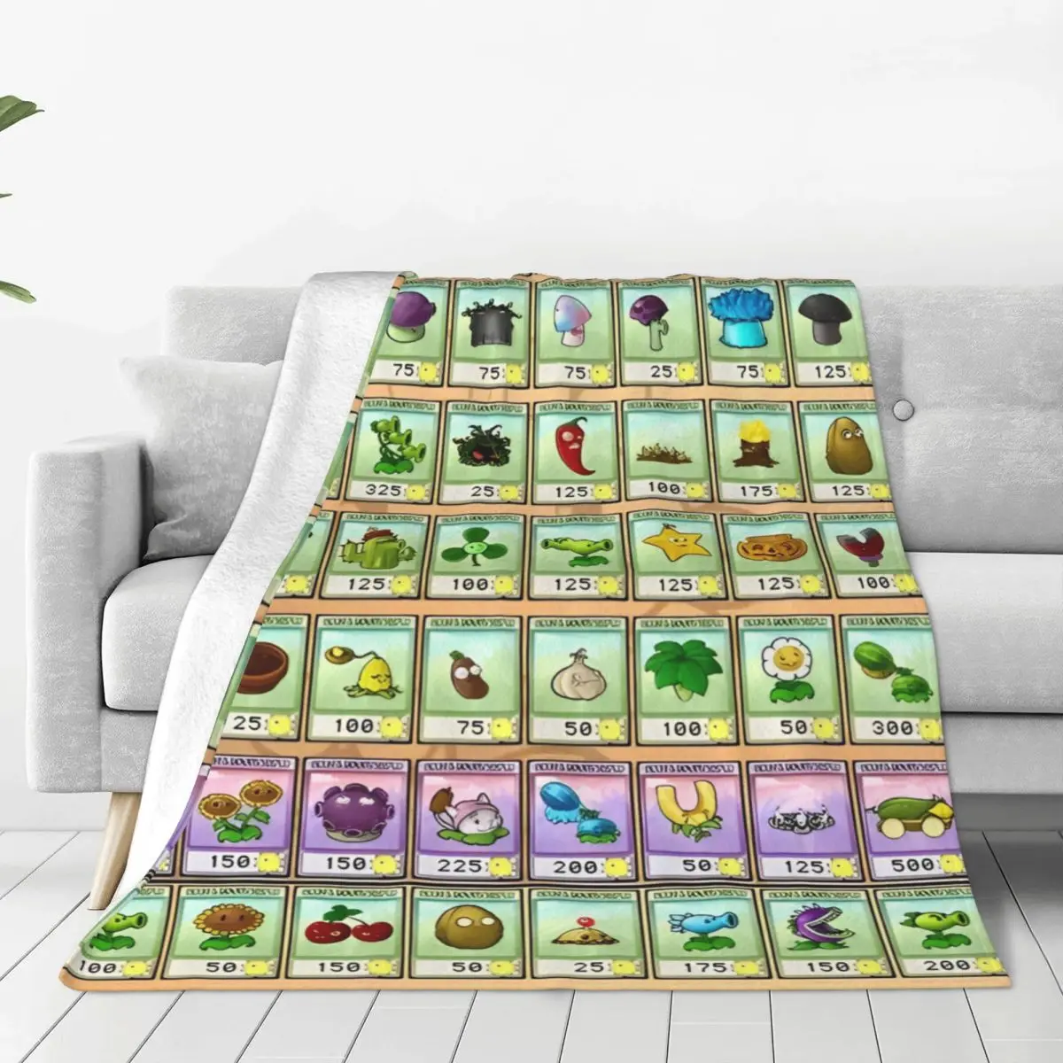 Game P-Plants-vs-Zombie Printed Warm Blanket Picnic Plush Throw Blanket Graphic Couch Chair Flannel Bedspread Sofa Bed Cover