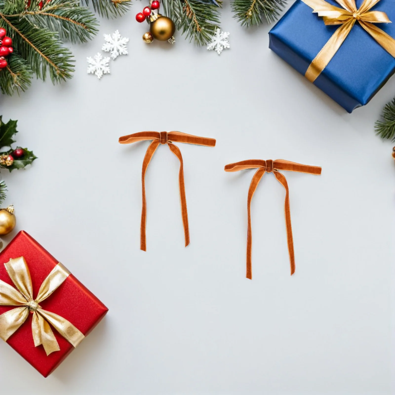 

24Pcs Flocking Wired Christmas Bows Vintage Look for Tree Garland Wreath Present Wrapping Rustic Holiday Party Decor