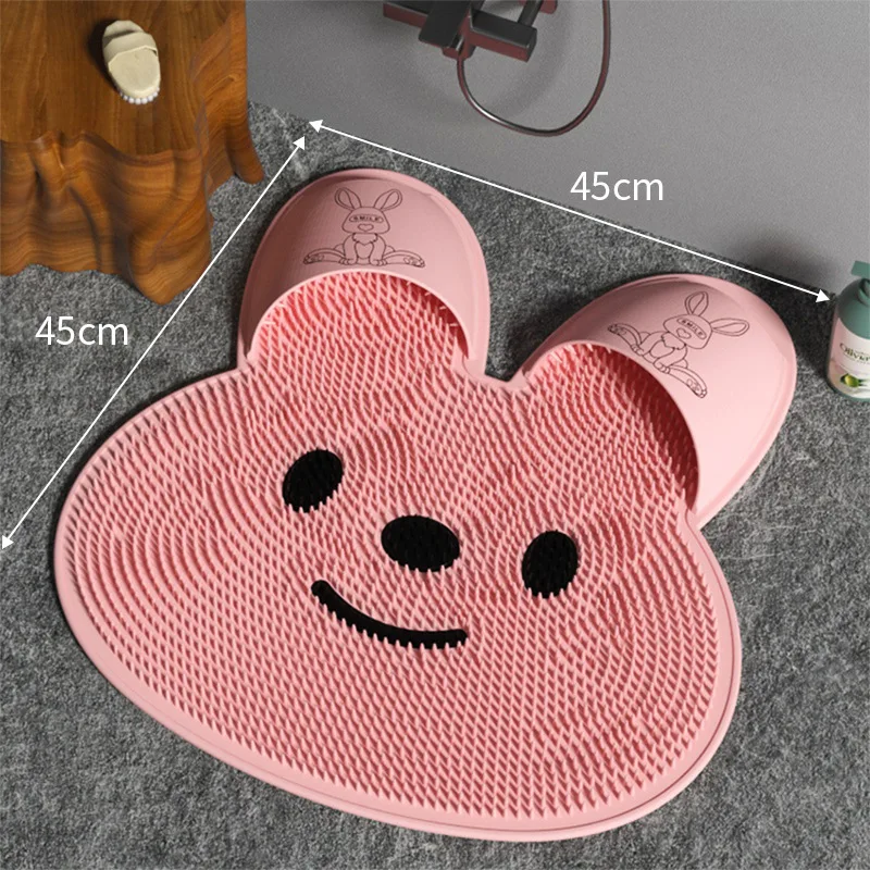 HQ Exfoliating Shower Massage Scraper Bathroom Non-slip Bath Mat Back Massage Brush Silicone Shower Foot Massager  Bathing Tool