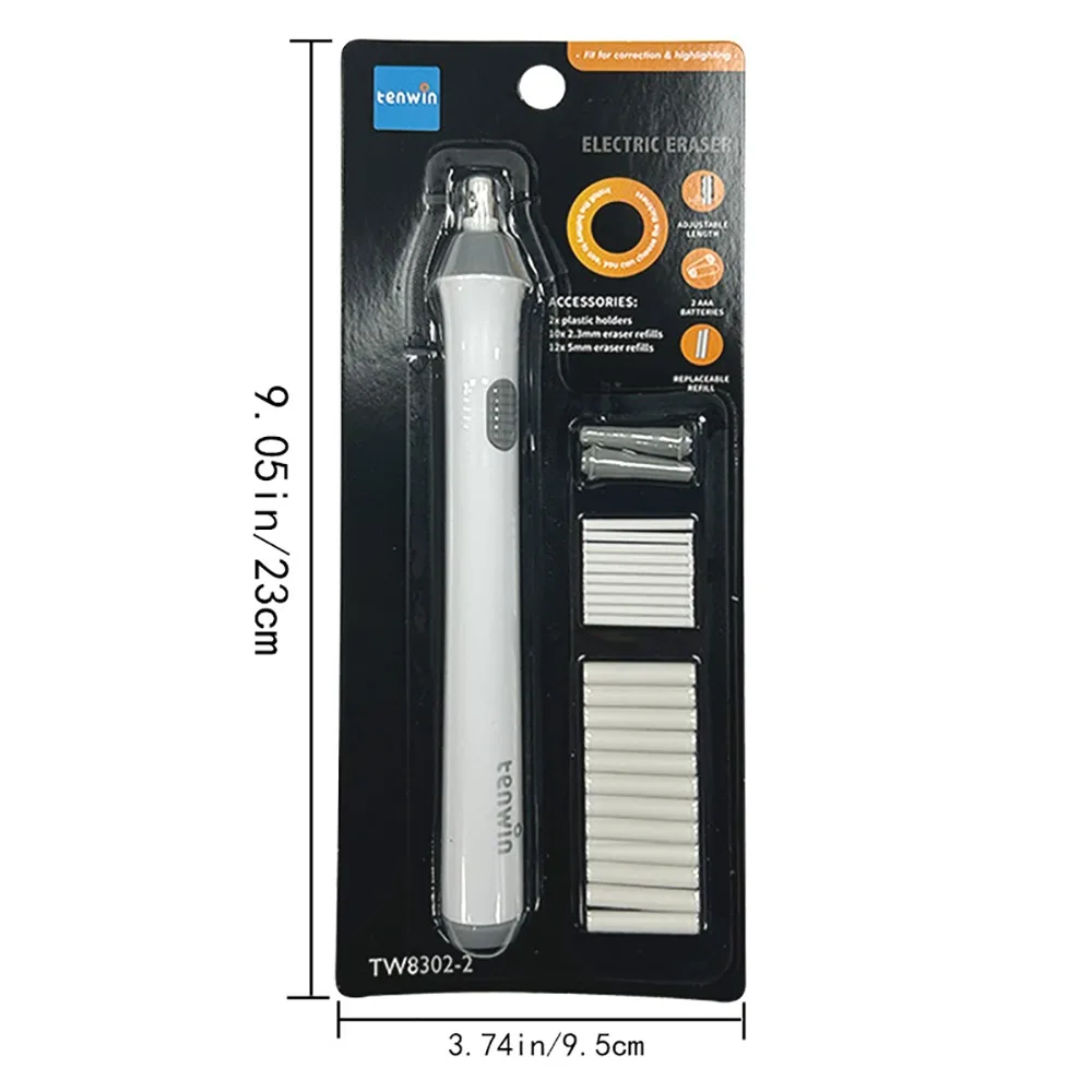 1 قطعة ممحاة مطاطية كهربائية تعمل بالبطارية مع عبوات مطاطية ممحاة رسم قابلة للتعديل ممحاة قلم رصاص