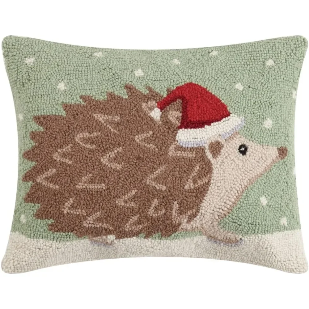 

Christmas Hedgehog Hook Pillow | 18-Inch Decorative Pillow for Holiday Home Decor