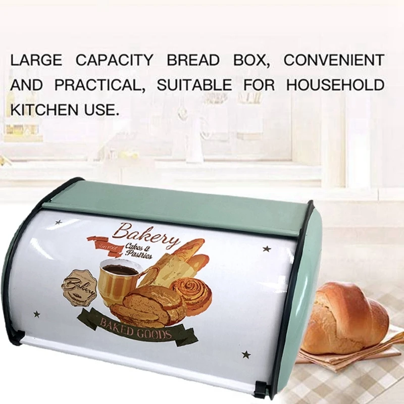 Bread Box Bin Storage Containers Rolling Door For Home Coffee Shop Or Bakery Bread Box Kitchen Storage Containers Holder