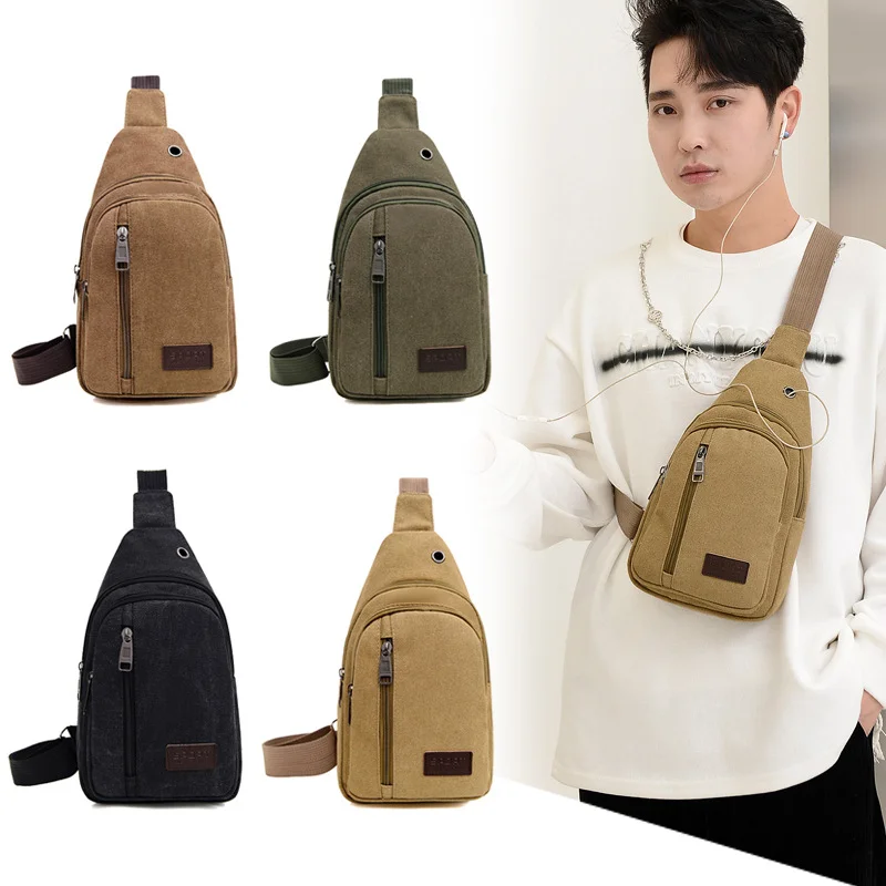 Bolsos de hombro para hombre, riñoneras cruzadas, paquete de pecho para deportes al aire libre, Bolsa de mensajero informal de lona para Picnic diario, nuevo