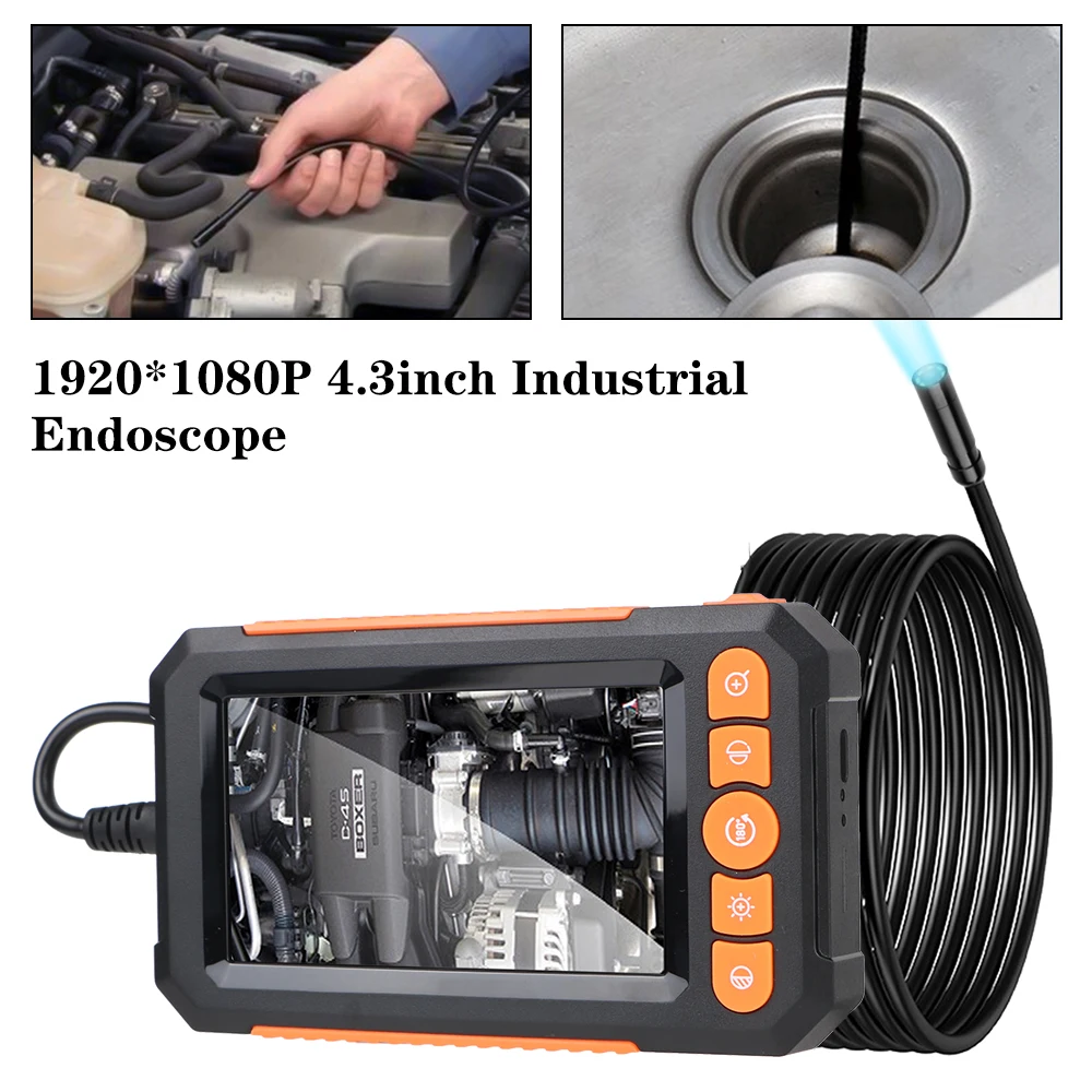 4.3 HD IPS Screen Digital Inspection Endoscope Camera Tester IP67 Waterproof Car Pipe Sewer Inspection Borescope Car Repair tool