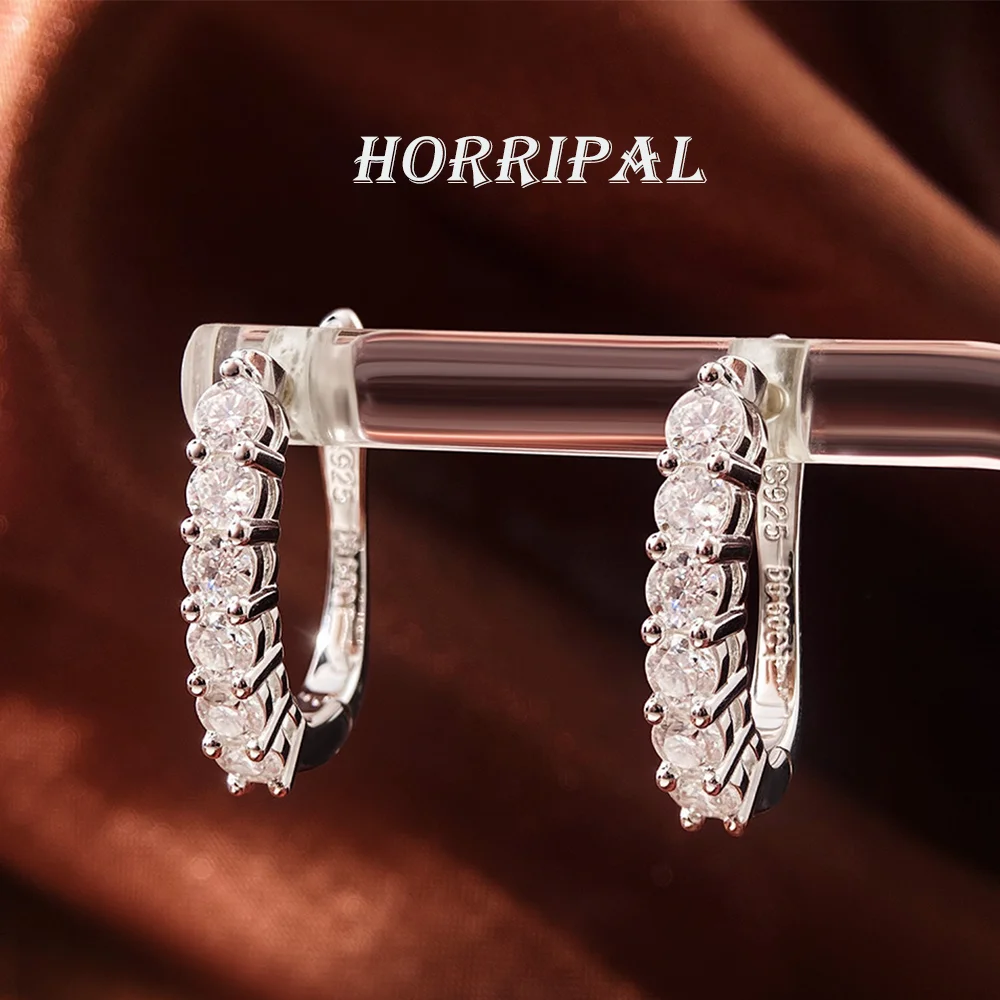 HORRIPAL D VVS1 Moissanite Stud Earrings for Women 925 Sterling Silver GRA Luxury Waterproof Party Anniversary Fine Jewelry Gift