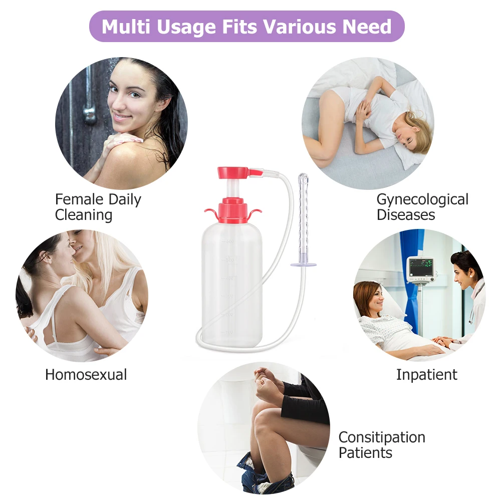 600ML Medical Vaginal Clearner Anal Douche Enema Ass Anus Cleaning Syringe Washing Irrigator Clean Vagina Device Health Care