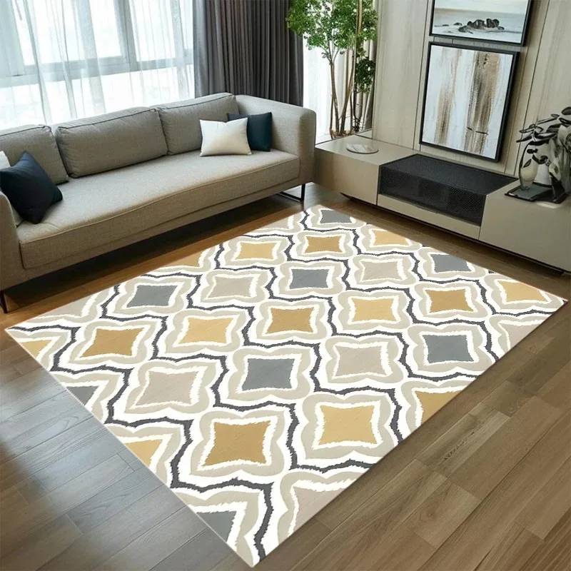 Geometric Circle Carpet 2D Modern Floral Pattern Rug for Living Room Large Area Bedroom Floor Mat Simple Home Decoration