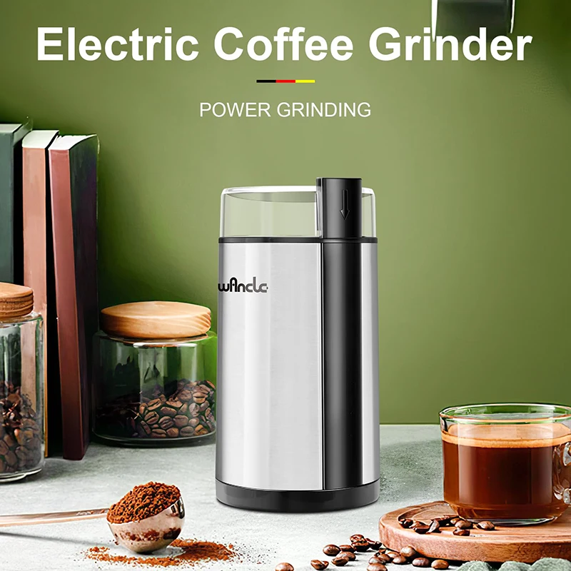 Wancle molinillo de café eléctrico portátil, máquina de molienda de granos de café, nueces, granos, especias, multifuncional, uso doméstico