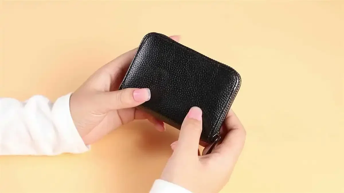 Multi Slot Card Holder Vintage Small Wallet Women Men Business Bank Credit Card Bag Male Coin Pouch Solid Leather Zipper Wallet