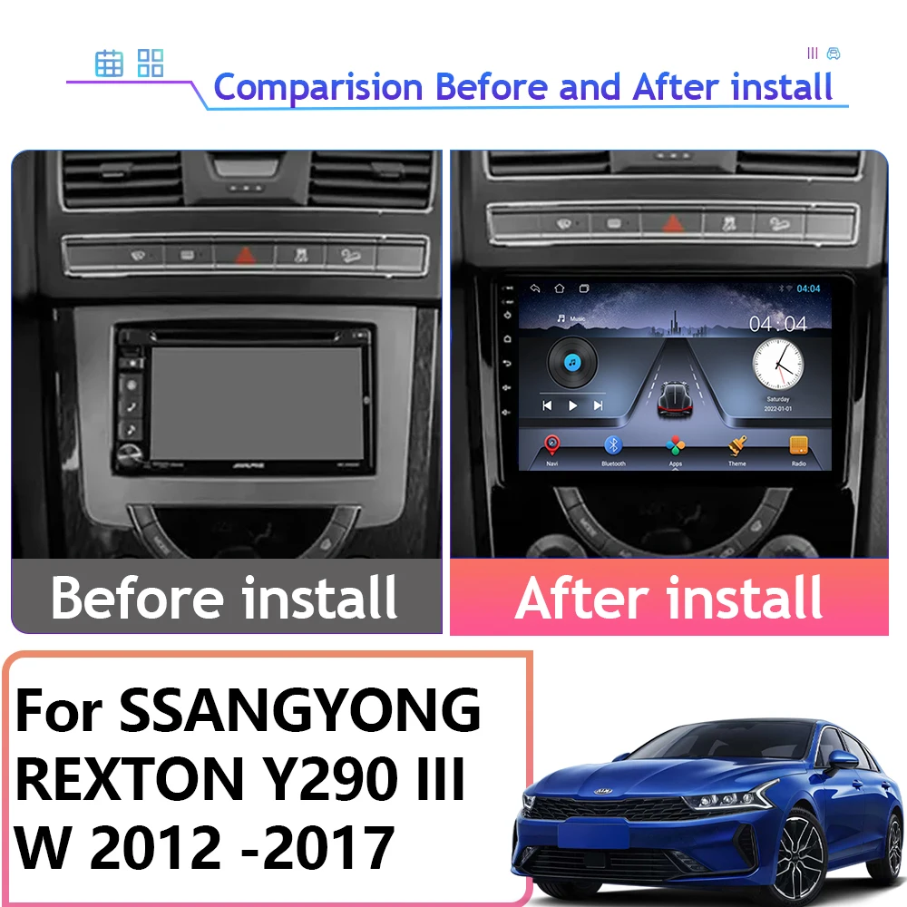 9 Inch Carplay Android Car Radio For SSANGYONG REXTON Y290 III W 2012 -2017 Multimedia Player Touch Screen 4G DVD Wifi Display