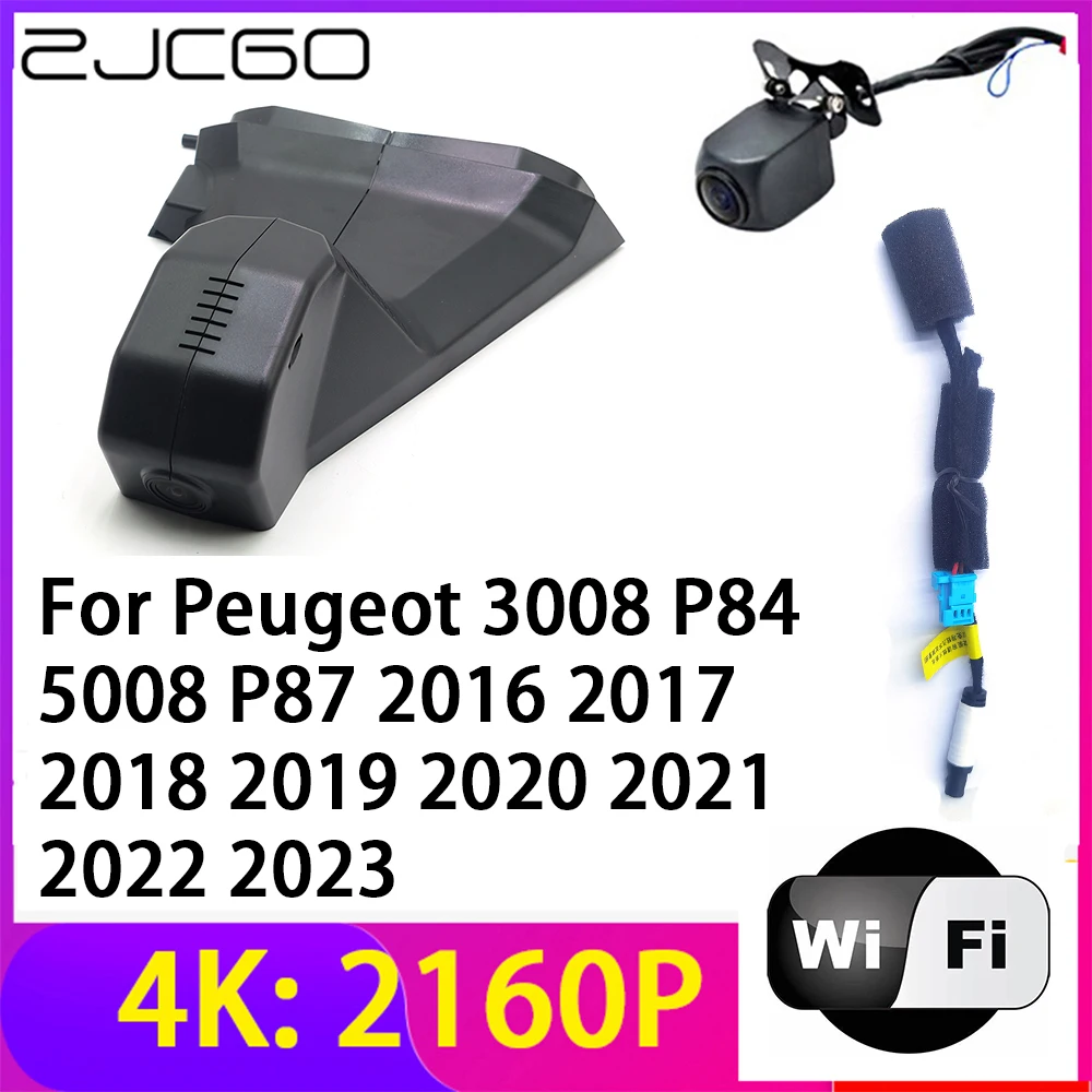 

ZJCGO 4K 2160P Dash Cam Car DVR Camera 2 Lens Recorder Wifi Night Vision for Peugeot 3008 P84 5008 P87 2016~2023