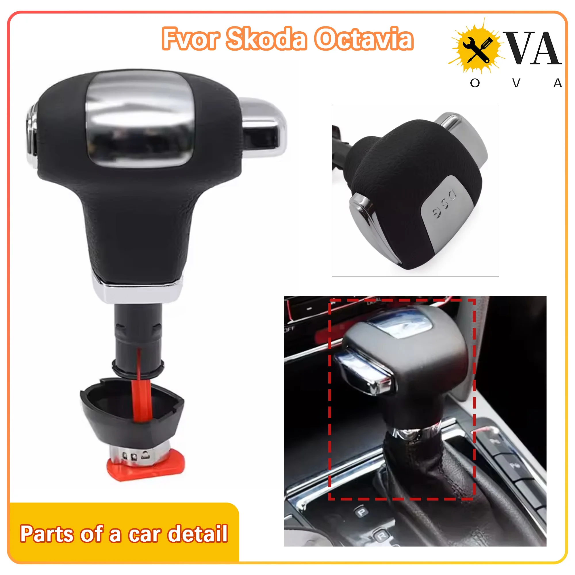 

DSG leather gear shift lever and shifter head from 2007 to 2013, suitable for Skoda Octavia car interior accessories