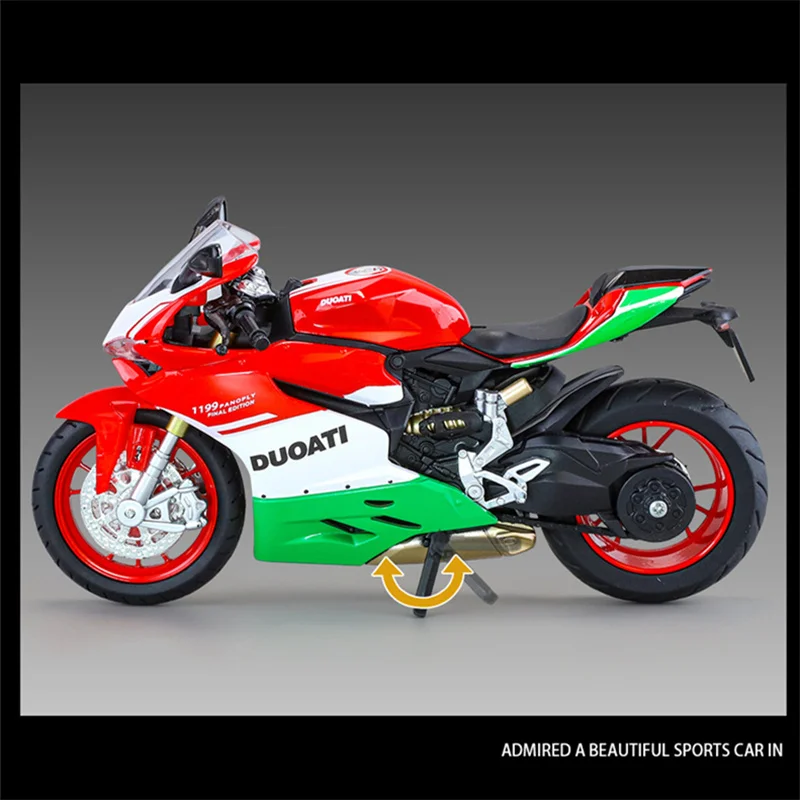 نسخة التجميع 1:12 1199 Panigale سبيكة دراجة نارية رياضية نموذج Diecasts سباق نموذج دراجة نارية الصوت والضوء لعبة أطفال هدية