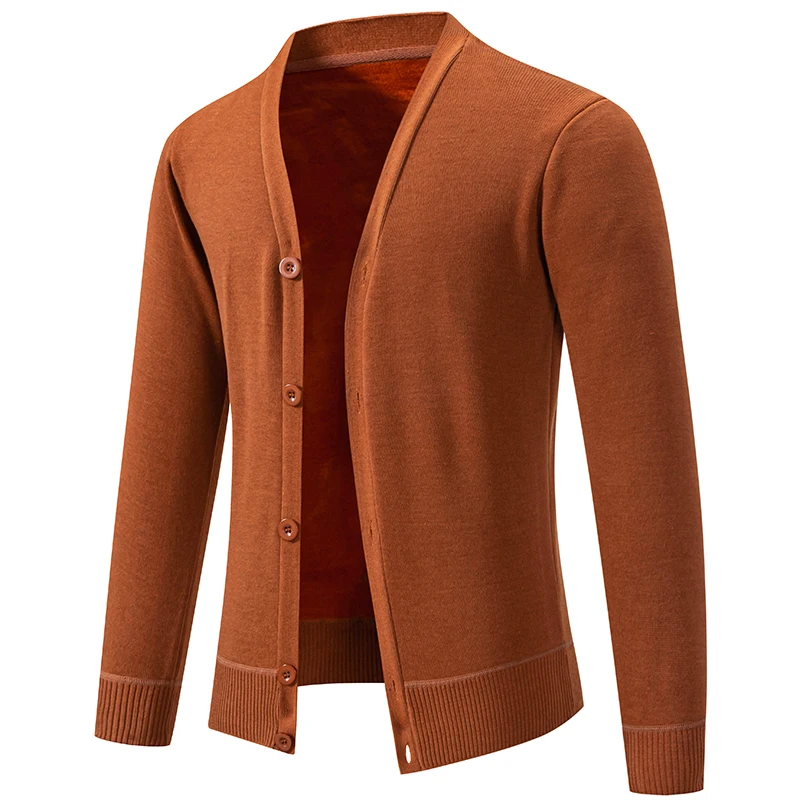 Autumn Mens Thin Cardigan Slim V-neck Elastic Jacket Solid Color Fashion Buttons Casual Coat свитер мужской