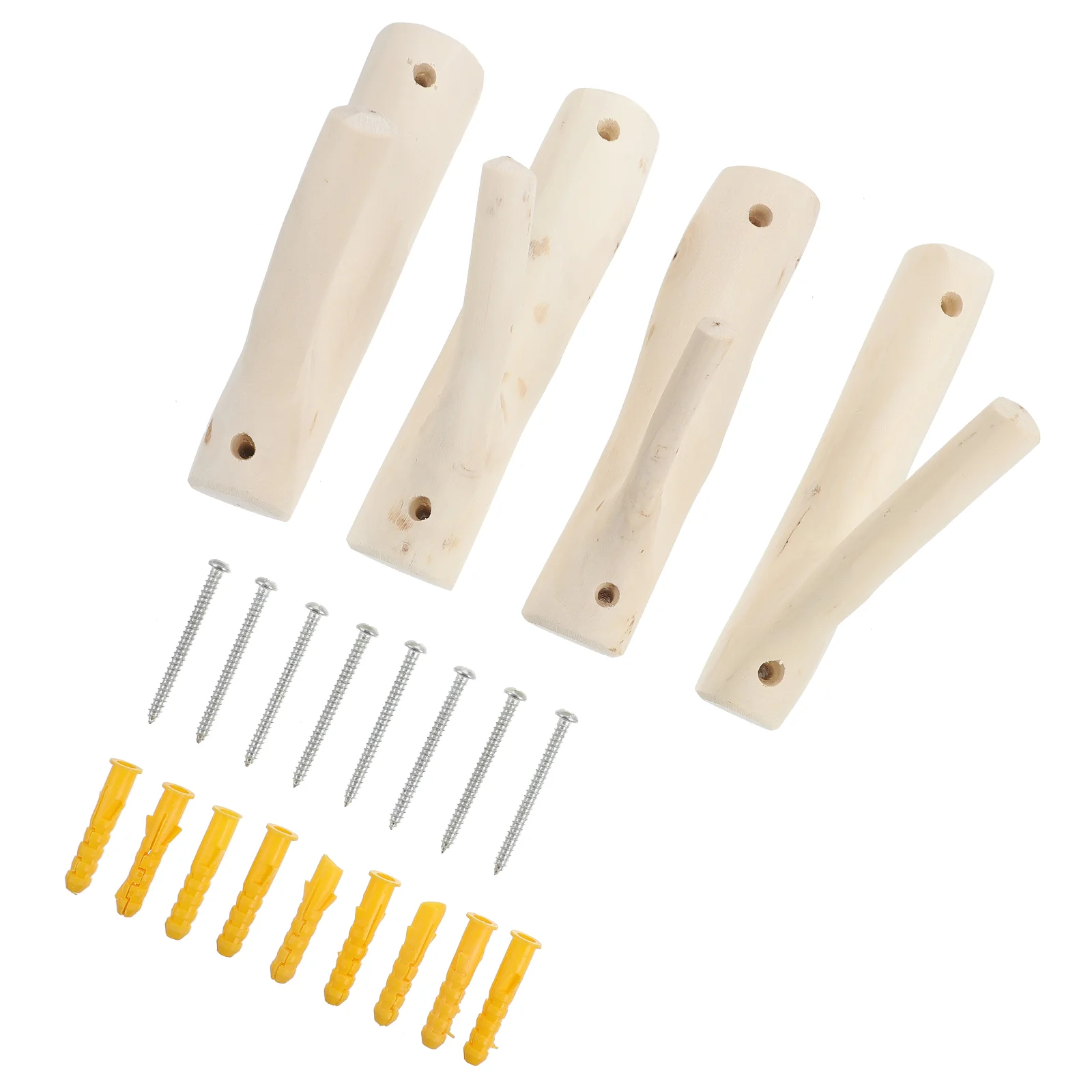 

4 Pcs Branch Hook Transparent Rattan Hooks Bar Wall Clothes Rack Wood Decorative Coat Wall-mounted