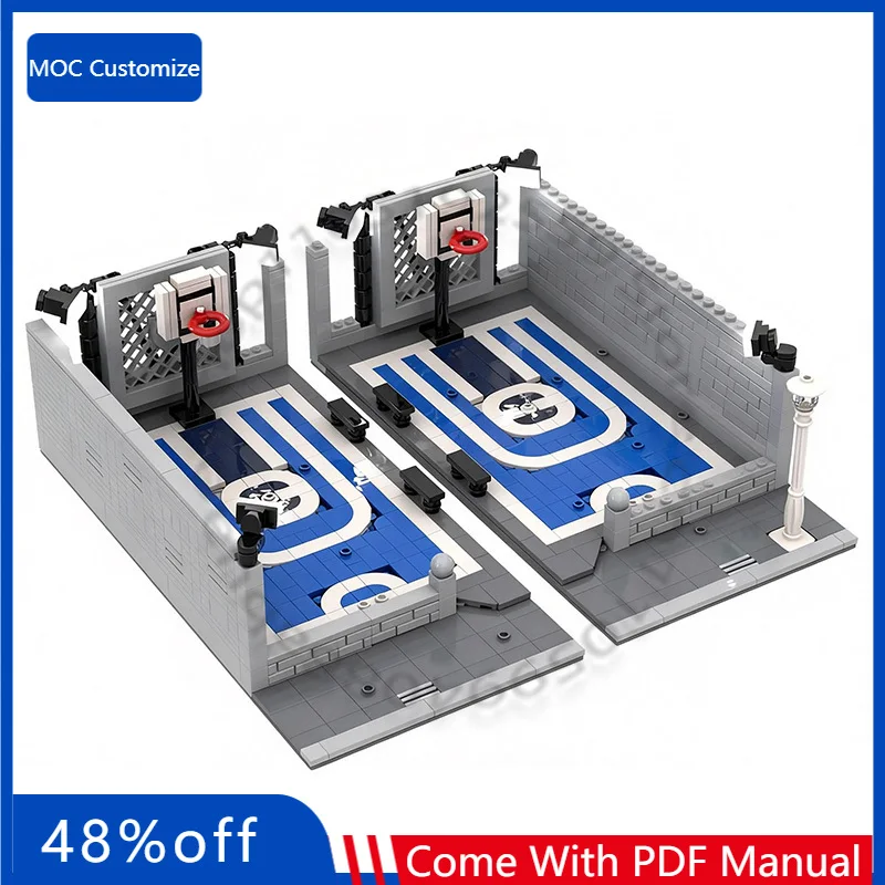 

Набор для сборки баскетбольной площадки City Hoops (1114 деталей) - Баскетбольное поле половинной площадки - Разборная базовая пластина 16x32 MOC, настраиваемая, для самостоятельной сборки, игрушка для мальчиков, рождественский подарок
