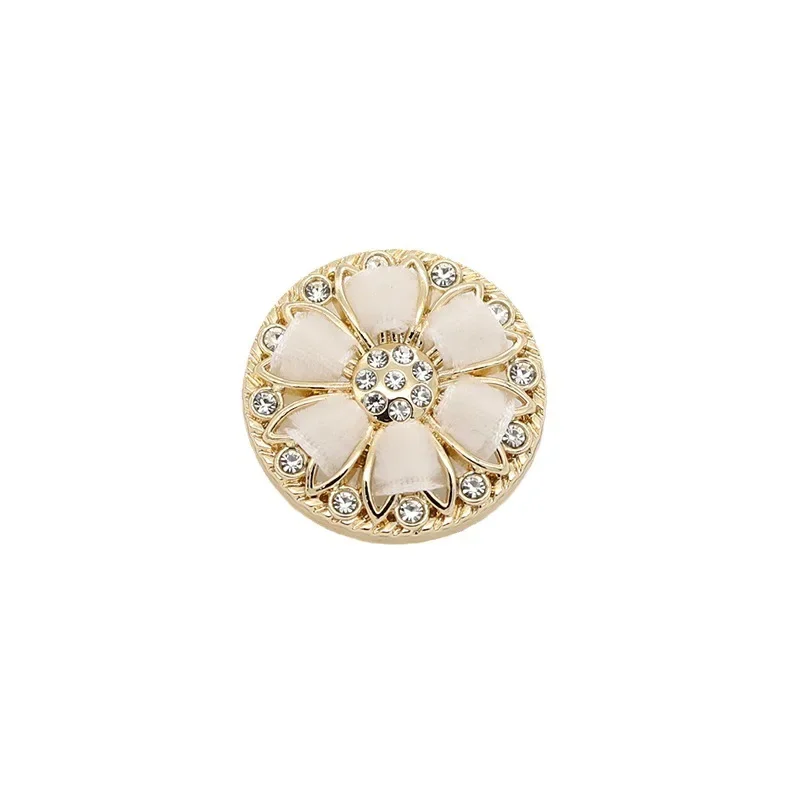 6PCS/Lot Luxcy Fashion Floral Flocking Metal Diamond Buttons Sewing Rhinestone Button Accessories