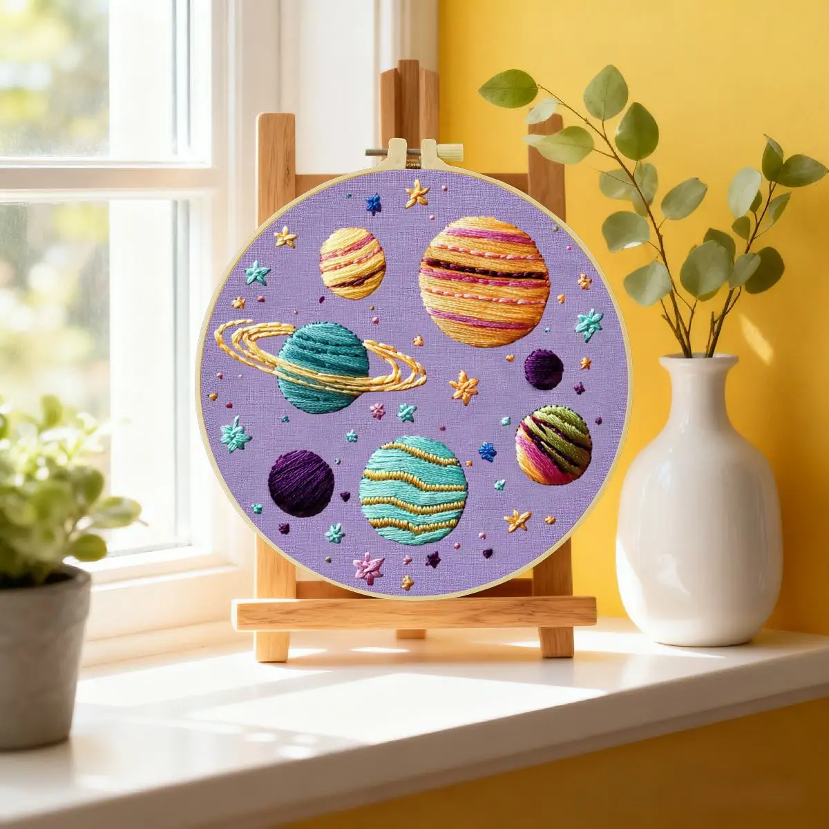 1 Stück 20X20CM/15X15CM 7,87/6,3 Zoll Interstellar-Stickerei-Starter-Kit DIY-Kit DIY-Stickerei-Set für Anfänger – Detail 1