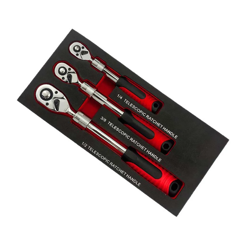 

Телескопический трещоточный ключ 1/4, 3/8, 1/2 дюйма с противоскользящей рукояткой, быстросъемный, металлический