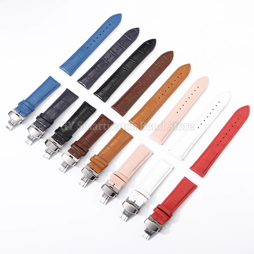12mm 14mm 16mm 18mm 20mm 22mm 24mm Leather Watch Strap for Men Women Universal Quick Release Wrist Band Cowhide Sport Bracelet