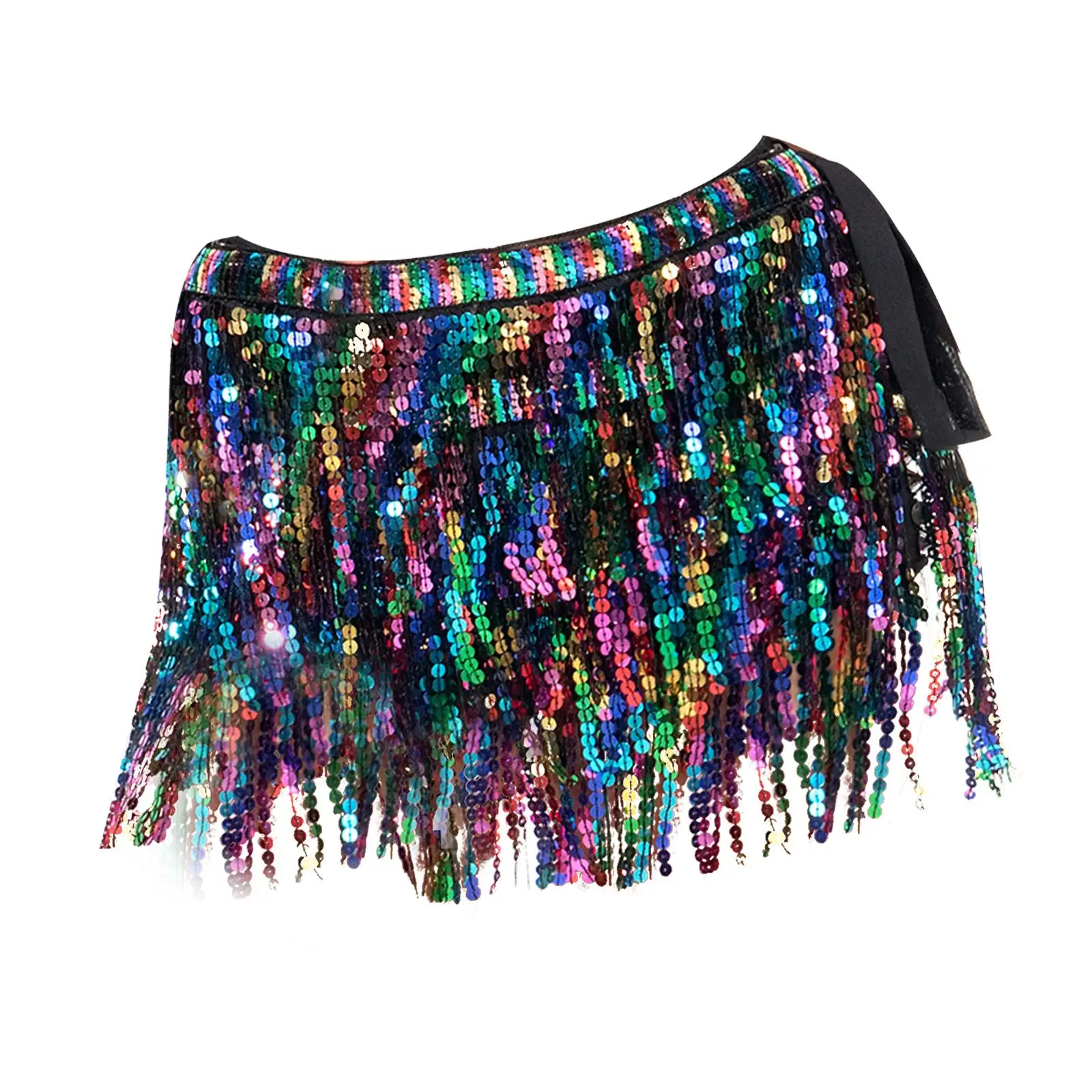 Multilayer Sequin Skirt Dance Fashion Hip Scarf for Latin Cha Cha Samba Women Performance Festival Clothing