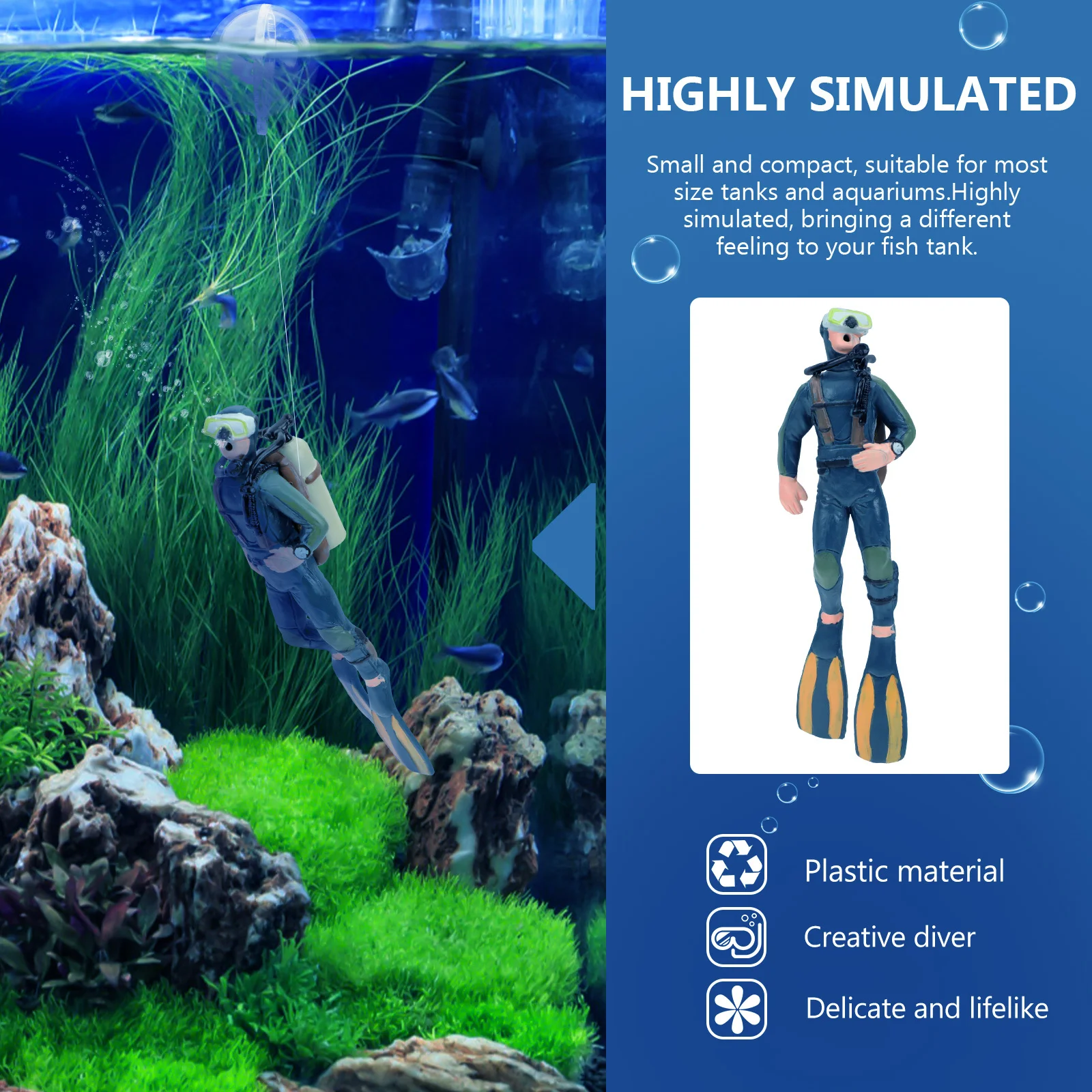 

Resin Diver Ornament Fish Tank Aquarium Decor Highly Simulated Lively Natural Atmosphere Break Resistance Ability