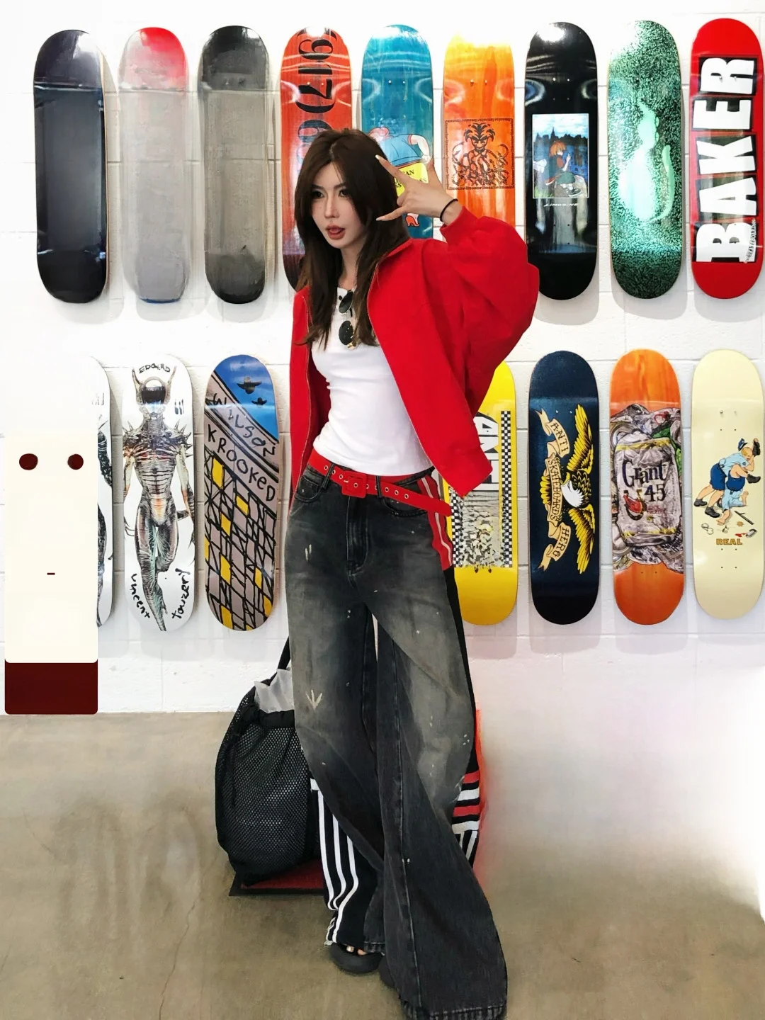 

Женские джинсы Lililiwj в американском ретро-стиле с высокой талией, широкими штанинами, свободные, в полоску, с лоскутным узором, прямые брюки, осенняя коллекция, глубокие цвета