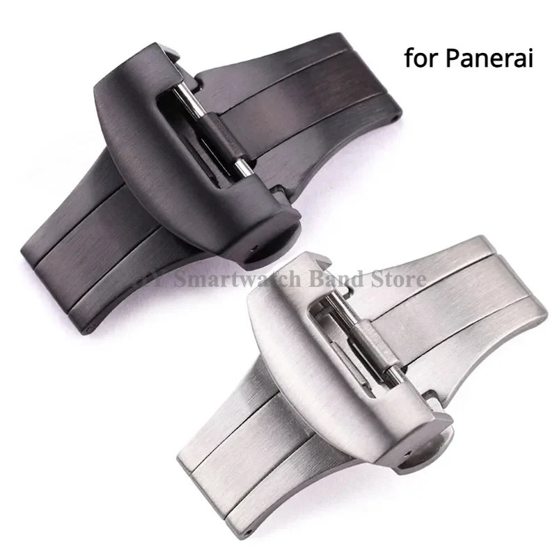 20mm 22mm Butterfly Buckle for Panerai Strap Buckle Solid Stainless Steel Silver Black Deployment Clasp Matte Clasp Replacement