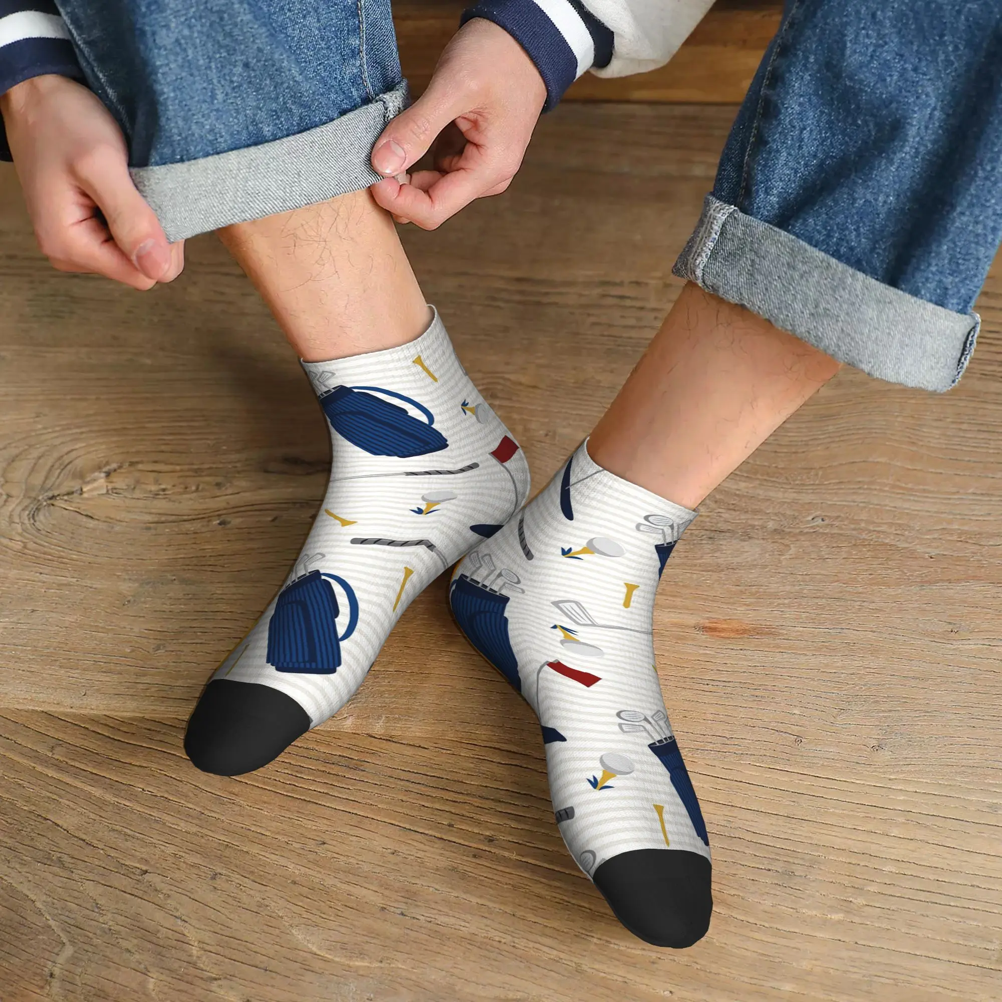 

All Seasons Tee time - golfing - клюшки для гольфа и футболки Носки Harajuku Высококачественные носки для экипажа Забавные чулки для мужчин и женщин Подарки