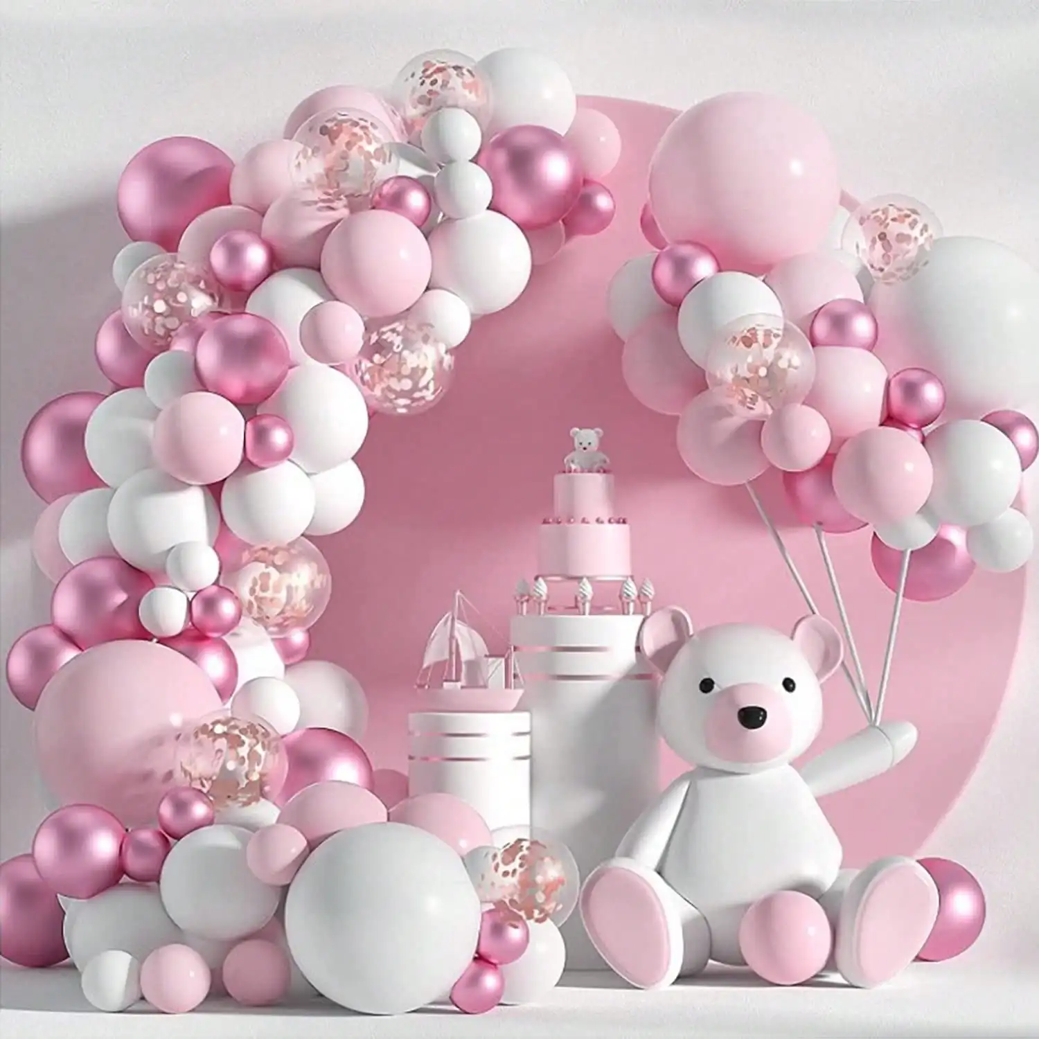

100+ Pink Balloon Arch Set Rose Gold Holographic Chrome Balloon Garland Set Suitable for Wedding Birthday Holiday Party