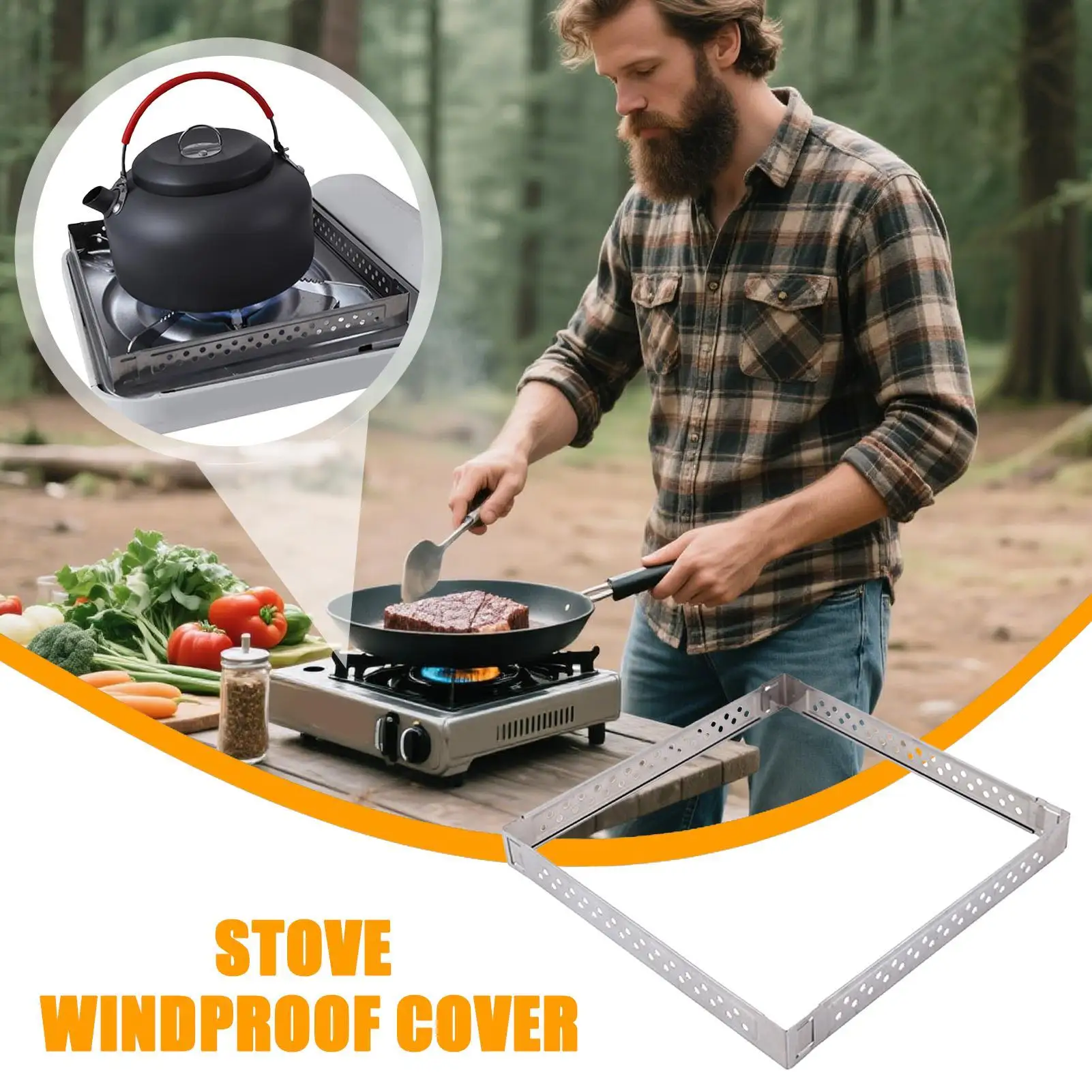 

Camping Stove Windscreen Camping Cooking Wind Blocker Stainless High-temperature Resistant Folding Oven Screen For Picnic