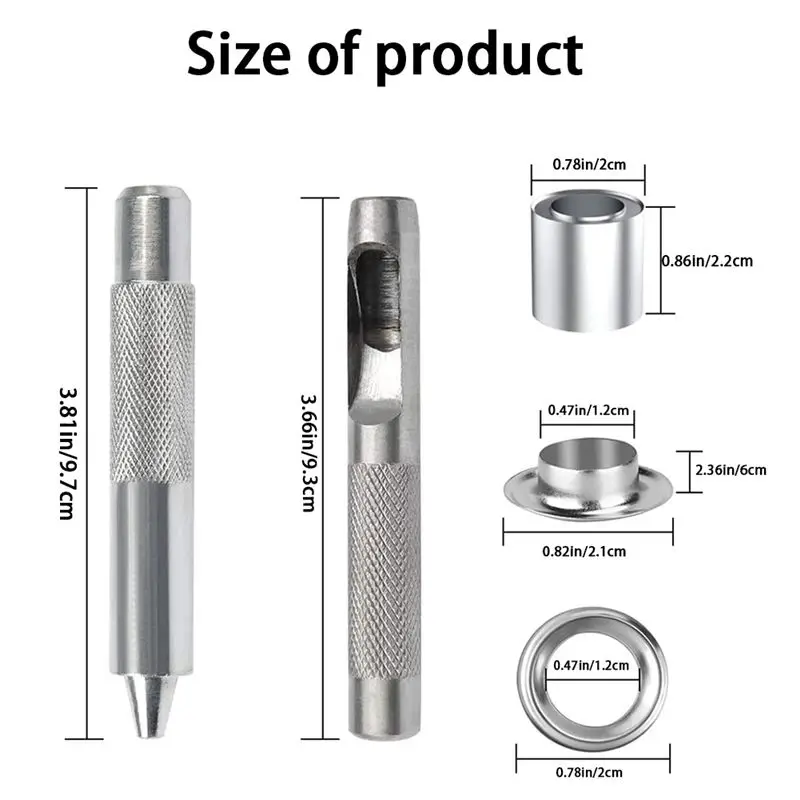 LIKE WISH 12Mm Grommet Tool Kit, 100 Sets Grommets Eyelets Punch Kit, Tarpaulin Repair Kit, For Fabric Curtains Leather Shoes Ba