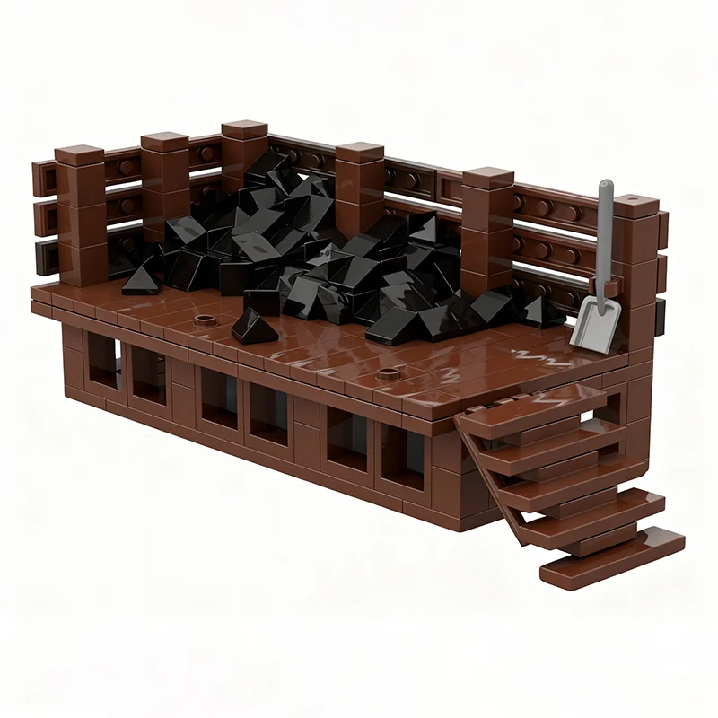 

199 деталей MOC: Дополнительный набор для сборки угольного поезда, архитектурные строительные блоки, игрушки для самостоятельной сборки, рождественские подарки, креативная идея