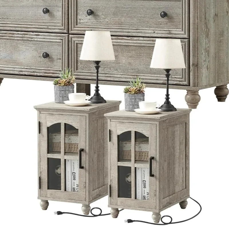 

Farmhouse Dressers and Nightstand Set of 3, Wood 54" Wide 7 Drawer Dresser 14'' Narrow Side Table with Charging Station