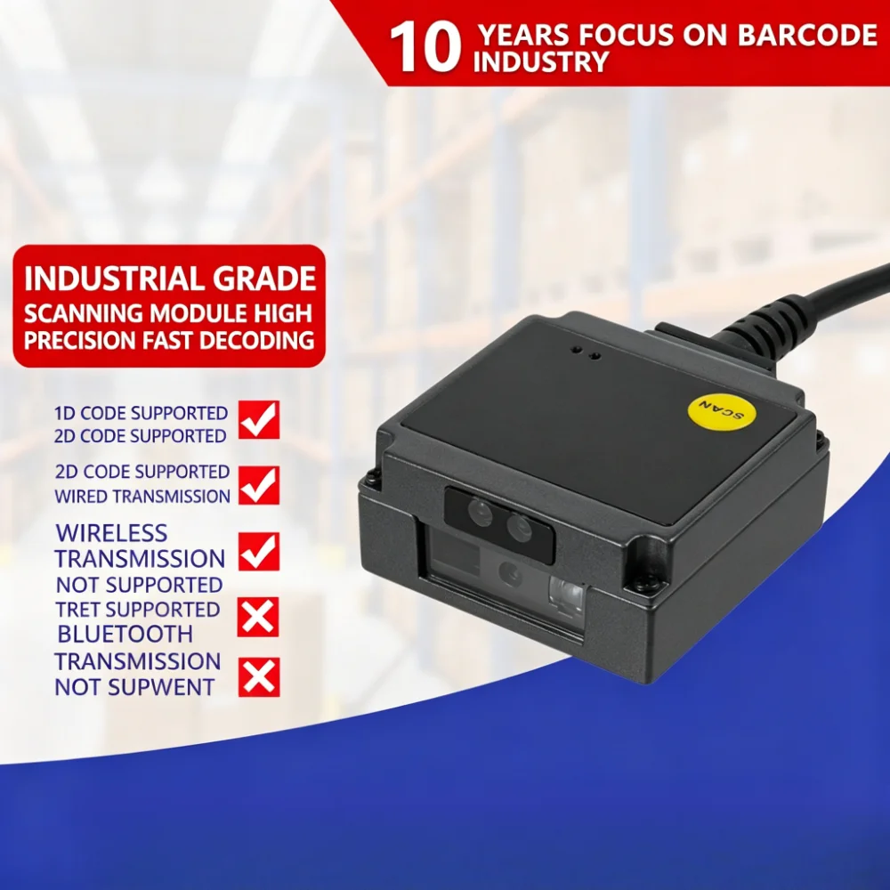 

Mini USB Fixed Mount 2D Barcode Reader Module CMOS Scan Engine Barcode Scanner